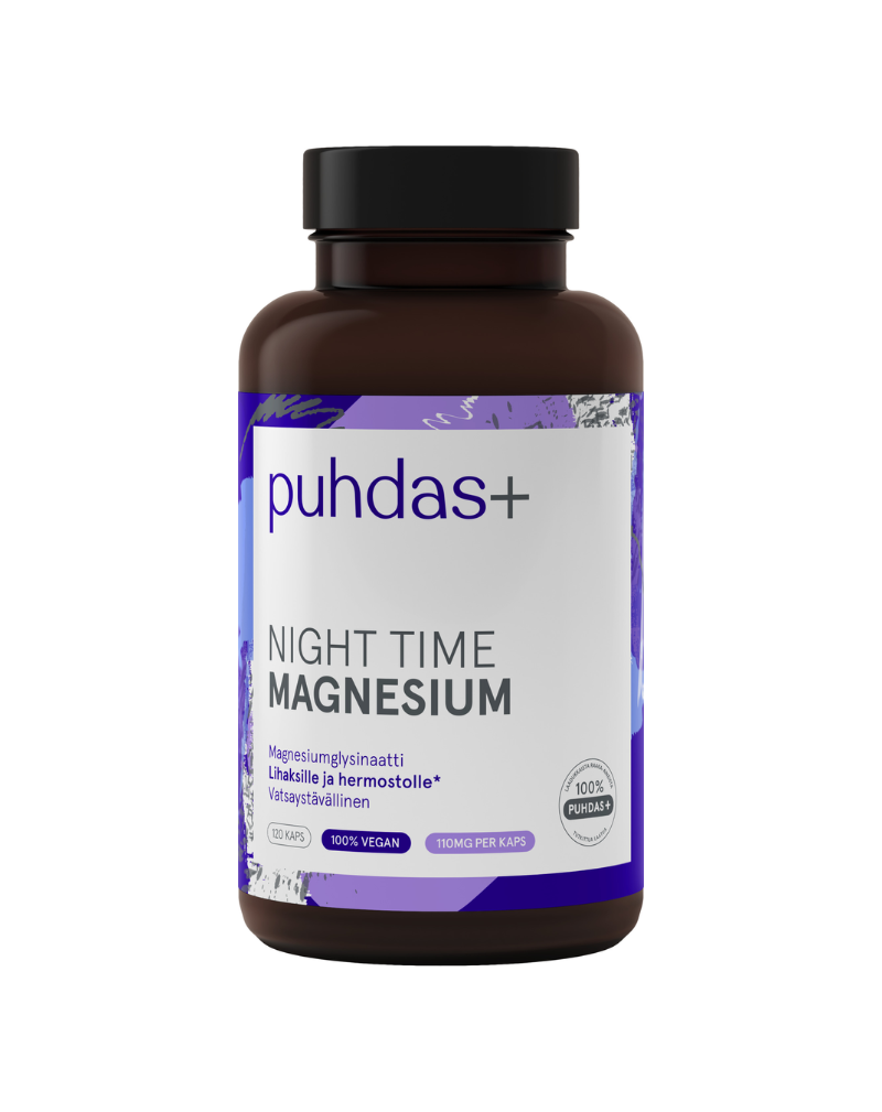 Puhdas+ Night Time Magnesium, 120 kaps