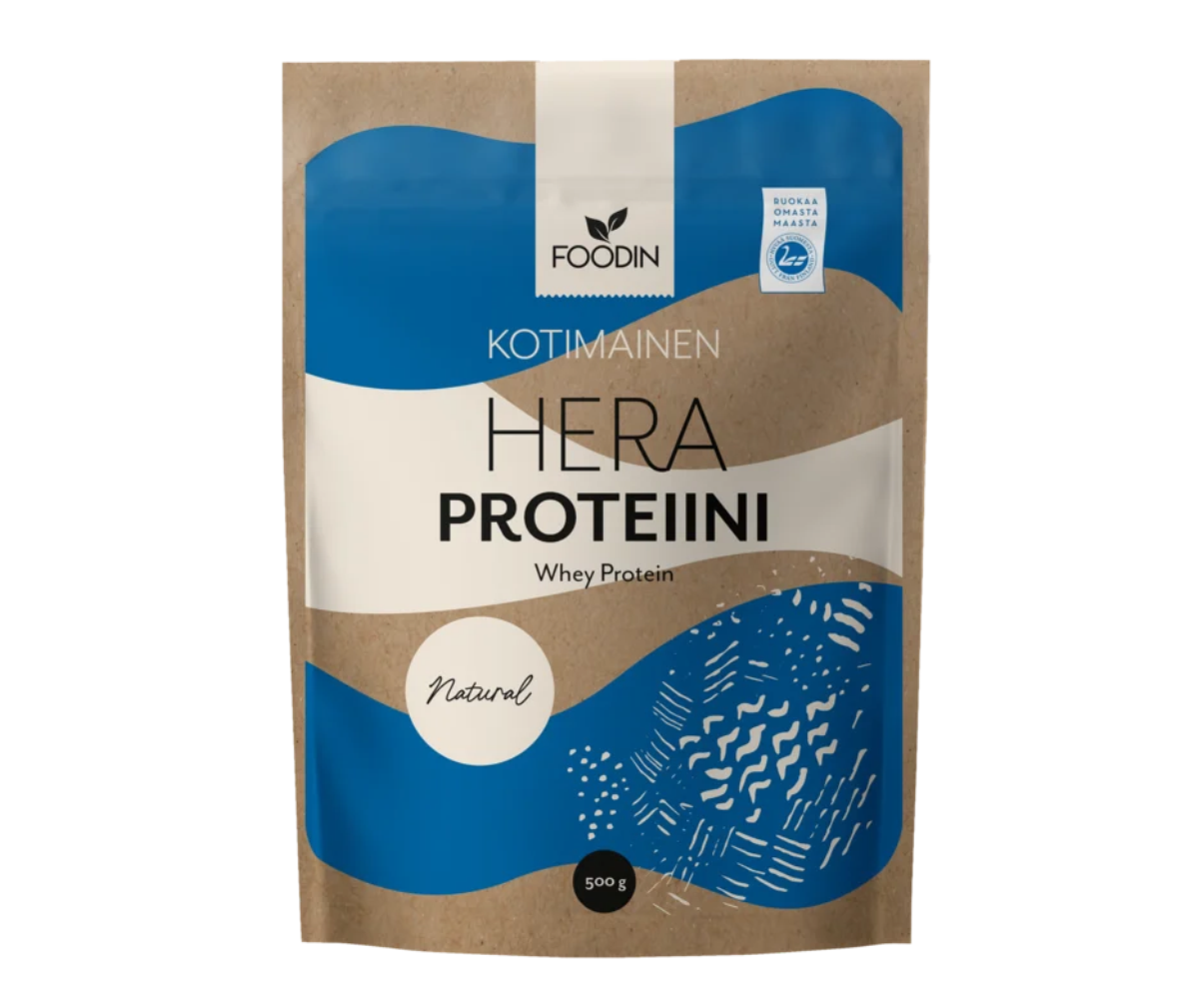 Foodin Kotimainen Laktoositon Heraproteiini, 500&nbsp;g, Maustamaton