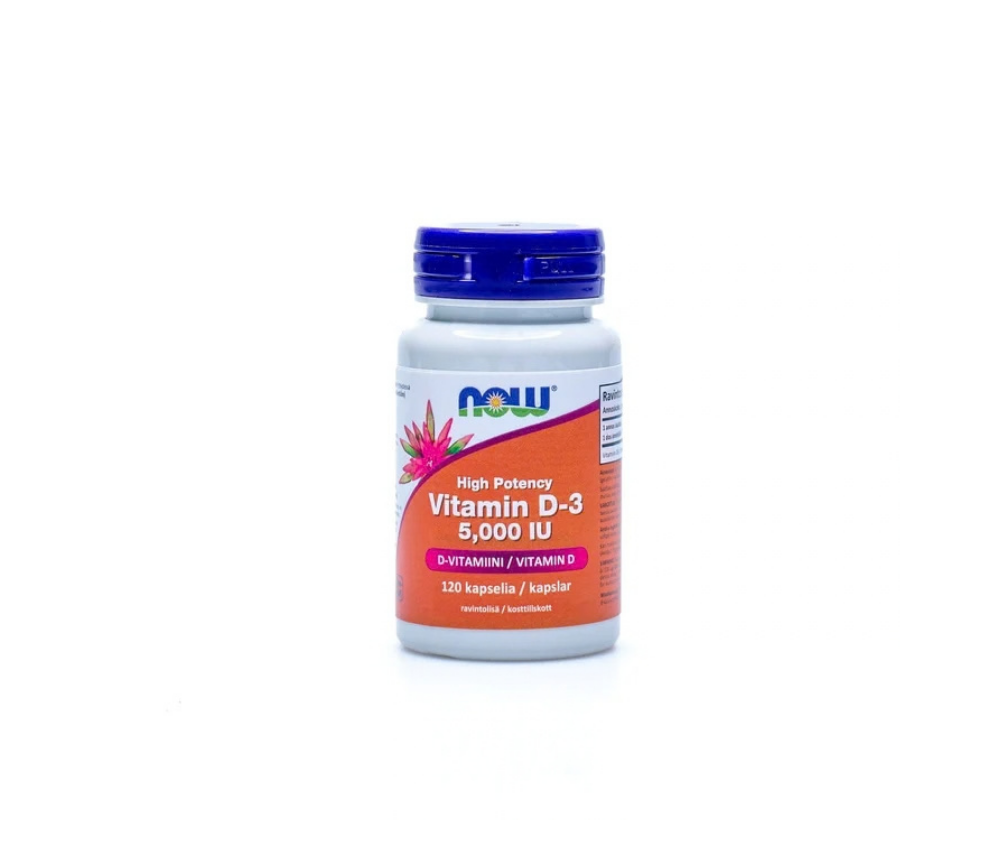 NOW Foods Vitamin D-3 5000 IU (125 mcg), 120 kaps.
