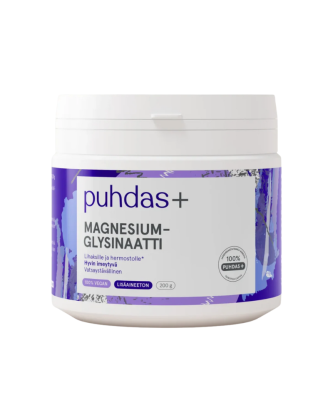 Puhdas+ Magnesiumglysinaatti, 200&nbsp;g