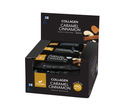 12 kpl Foodin Collagen Protein Bar, 50&nbsp;g, Caramel Cinnamon