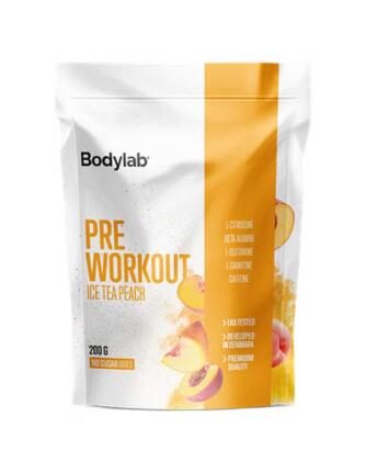 Bodylab Pre-Workout, 200&nbsp;g (Päiväystuote), Ice Tea Peach (10/26)