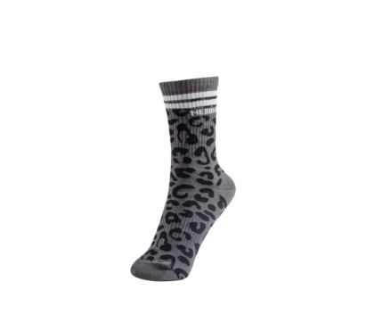 NEBBIA Leopard Crew Socks PRIMAL 106, Black Leopard
