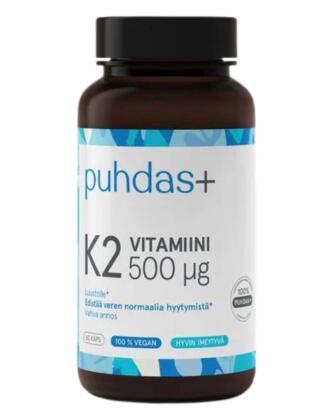 Puhdas+ K2-vitamiini 500 µg, 60 kaps.