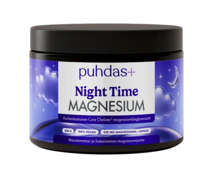 Puhdas+ Night Time Magnesiumglysinaatti, 200&nbsp;g