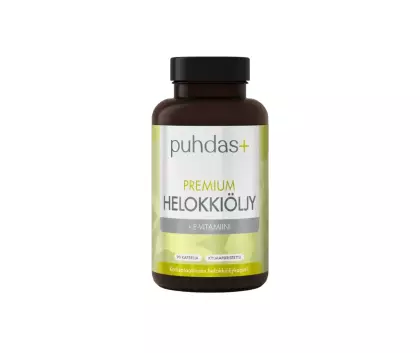Puhdas+ Premium Helokkiöljy + E-vitamiini, 90 kaps.