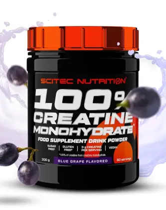 SCITEC 100 % Creatine Monohydrate, Flavoured, 300 g, Blue Grapes