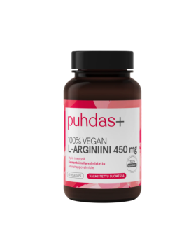 Puhdas+ 100 % Kasviperäinen L-Arginiini 450 mg, 60 kaps.