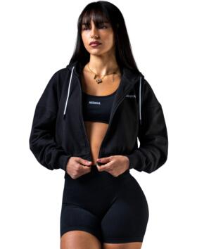 NEBBIA Black Zip-Up Hoodie POWER 895, Black