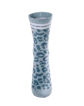 NEBBIA Leopard Crew Socks PRIMAL 106, Blue Leopard