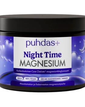 Puhdas+ Night Time Magnesiumglysinaatti, 200&nbsp;g