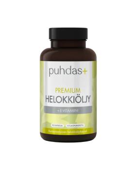 Puhdas+ Premium Helokkiöljy + E-vitamiini, 90 kaps.